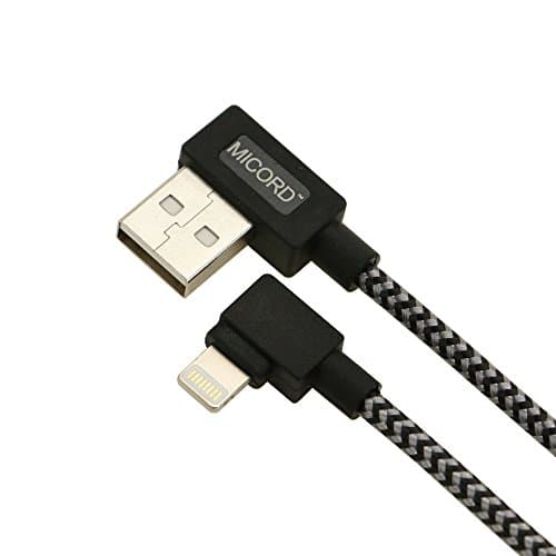 Micord 90-degree Braided USB Cable,3FT USB Data Sync Charge Cable Compatible with Phone X/8/8Plus/7/7 Plus/6S/6 (Black)