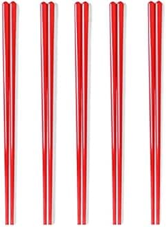 LEETOYI Ceramic Chopsticks Set of 5, Porcelain Chinese Chopsticks Easy To Clean, 9.6-Inch (Red)