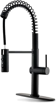 OWOFAN Black Kitchen Faucet with Pull Down Sprayer Stainless Steel Single Handle Pull Out Spring Sink Faucets 1 Hole Or 3 Hole 3 Function