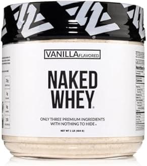 Naked Vanilla Whey Protein 1LB – Only 3 Ingredients, All Natural Grass Fed Whey Protein Powder + Vanilla + Coconut Sugar- GMO-Free, Soy Free, Gluten Free. Aid Muscle Growth & Recovery - 12 Servings