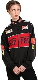 DRIP SPOILERBlack Oversized Women's Jacket F1 Racing Graphic on Parachute Fabric