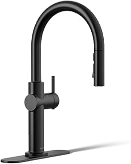 22974-WB-BL Crue Touchless and Voice Activated Kitchen Sink Faucet with Pull Down Sprayer, Motion Sensor, Hands Free Faucet, Matte Black