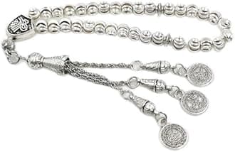 Silver Tasbih Muslim Prayer Beads Arabic Accessories on Hand Islamic misbaha 33beads Bracelet Small Size for Pocket (6mm x 33 Beads)