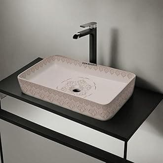 REMANENCE Designer Table Top Wash Basin For Bathroom | Ceramic Bathroom Sink | Wash Basin Over Counter Bathroom Basin (24 x 14 x 4 Inch) (Moroccan Design SL 93)