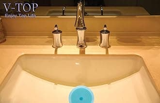 V-TOP Tub Stopper 2 Pack, 6 inches Large Silicone Drain Plug Hair Stopper Flat Suction Cover for Kitchen Bathroom and Laundry (Blue Transparent)