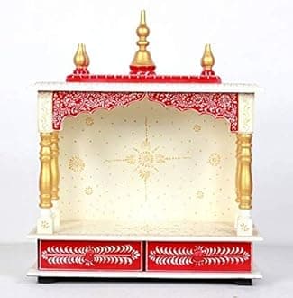 Kamdhenu Art and Craft Wooden Temple (White), 18 Inch
