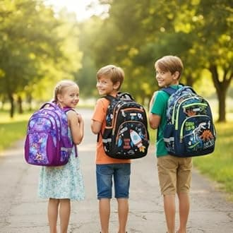 Kids Backpack, Boy16 Inch Kindergarten Elementary Preschool Multi Compartment Backpack, Chest Strap Side Pockets