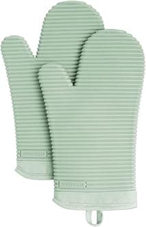 KitchenAid Ribbed Soft Silicone Oven Mitt Set, Pistachio 2 Count