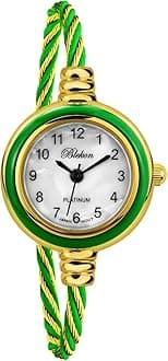 Blekon Collections Women's Cuff Watch - Round Analog Display Arabic Numbers 23mm Case Wire Bracelet Watch for Women Elegant Cable Cuff Bangle Wrist Watch