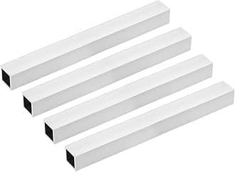 uxcell 6063 Aluminum Square Tube, 20mmx20mmx1.5mm Wall Thickness 200mm Length Seamless Straight Pipe Tubing 4 Pcs