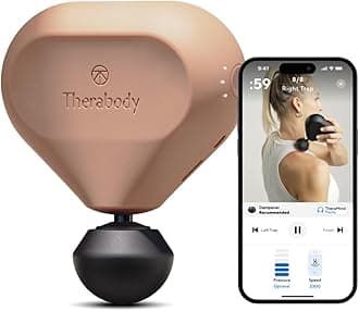 Mini 2.0 - Handheld Electric Massage Gun - Compact Deep Tissue Treatment for any Athlete On The Go - Portable Percussion Massager with QuietForce Technology & 3 Foam Attachments - Desert Rose