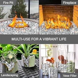 NUPICK 10 Pound Fire Glass, 1/2 Inch Reflective Fire Glass, Fit with Fire Pit and Fireplace, Clear