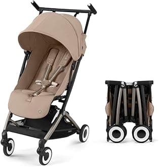 Libelle 2 Travel pockit Baby Stroller - Lightweight Carry-On Travel Stroller for Airplane with One-Hand Recline, Compatible with CYBEX Car Seats, Almond Beige