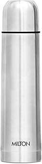 Eco-Flip 1000 Thermosteel Double Walled Vacuum Insulated Thermos Flask, 1000 ml, 24 Hr Hot and Cold I Leak Proof Lid, ISI Certified I Vacuum Insulated I for Office, Gym, School I Silver