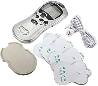 8 in 1 Digital Therapy Machine | Electric Muscle Stimulator Device with Acupuncture & Vibration | Pain Relief Pulse Massager, 4 Pads with Palm Device, Battery & Electric Operated