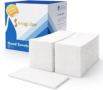 AH AMERICAN HOMESTEAD Disposable Napkins – Premium Guest Towel Napkins, Soft Linen-Feel Guest Towels for Bathroom, Disposable Hand Towels for Kitchen & Entertaining, White 12 x 17 (200 Count-Smooth)