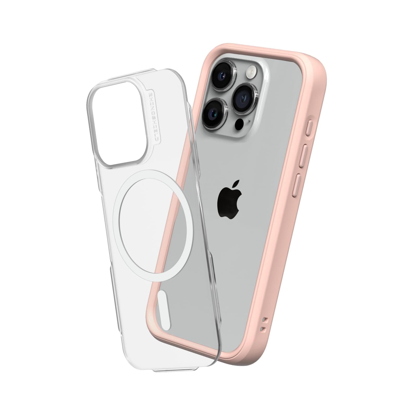 RhinoShield Modular Case Compatible with MagSafe for [iPhone 15 Pro Max] | Mod NX - Superior Magnetic Pull Force, Customizable Heavy Duty Protective Cover 3.5M / 11ft Drop Protection - Blush Pink