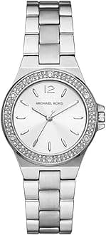 Michael Kors Lennox Watch for Women, Silver Tone Quartz Three Hand Movement with Stainless Steel Strap
