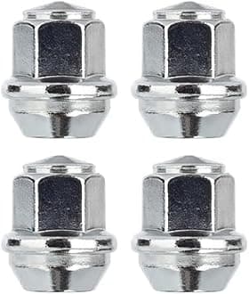 RYBO Set of Alloy Wheel Nuts M12 x 1.5, Taper, 19mm Hex, Compatible With Ford Alloy Wheels & More (Chrome, Pack of 4)
