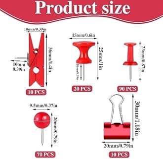200 Pieces Push Pins, 5 Style Red Thumb Tacks Decorative Push Pins for Cork Board Office Wall Bulletin Board Craft Project Home Supplies