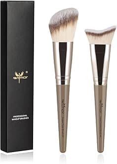 Anmor Contour Brush Set, Premium Contour Blush Bronzer Face Makeup Brush, Perfect For Cheek Jaw Nose Blending Contouring Polishing, Suitable For Powder Liquid Cream (Angled and Curved Contour Brush)
