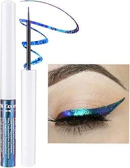 Mysense Chameleon Liquid Glitter Eyeliner, Metallic Satin Eyeliner Liquid Liner Multi-Reflective Sparkle Finish, Smudge-proof Long-lasting Glitter Eye Shadow Makeup, #04 Blue