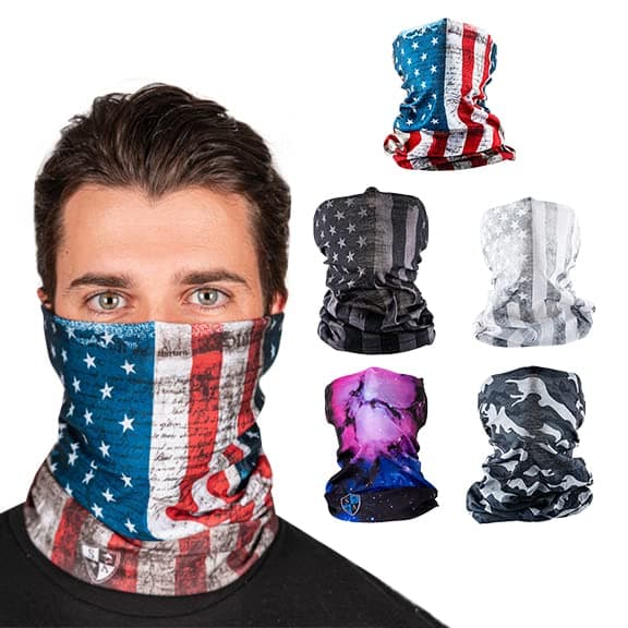 S A - UV Face Shield 5 Pack - Alpha - Multipurpose Neck Gaiter, Balaclava, Elastic Face Mask for Men and Women