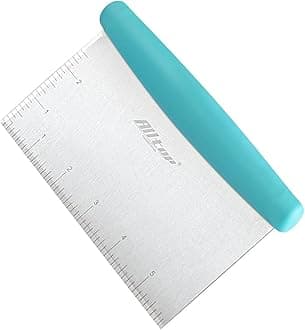 Bench Scraper & Chopper for Kitchen - Ideal Baking Essential Utensil,Stainless Steel Pastry/Dough/Food Cutter Tool for Cake Pizza Bread,Cooking - 1 Pack,Blue