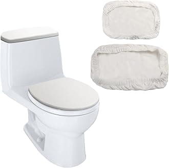 Toilet Lid Cover and Toilet Tank Lid Cover Replacement Toilet Cover with Elastic Bottom for Bathroom Decor Accessories (White)