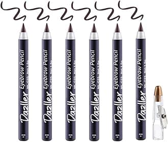 Dazller Eyebrow Pencil with Sharpener|Water-Resistant|Long Stay|Creamy Wax Formula|Infused with Carnauba & Castor Oil|Brown-1|Pack of 6|9g