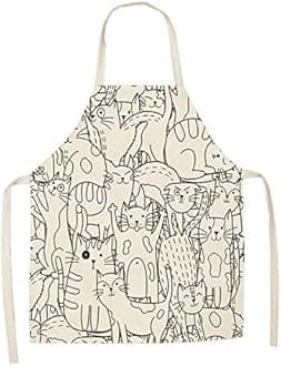 Cat Apron Cute Cooking Apron for Women Men Chef Funny Aprons Kitchen Baking Painting Gardening and Party