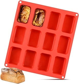 Silicone Mini Loaf pan, Mini Bread Pan Brownie Pan, 12 Cavities Nonstick Food Grade for Baking Mini Bread, Brownie, Cornbread, Cheesecake and Chocolate (1 Pack)