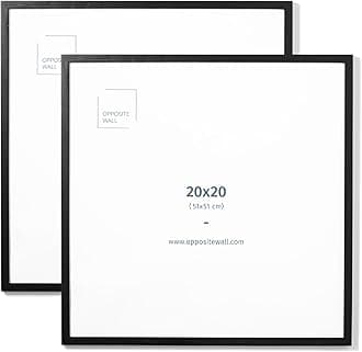 Opposite Wall - 20x20 in - Black Solid Oak Wood Picture Frame - Lightweight, Versatile & Shatterproof - Wall Hanging Photo or Poster Frame - Wall Decor for Office, Gallery & Home - 2 Pack