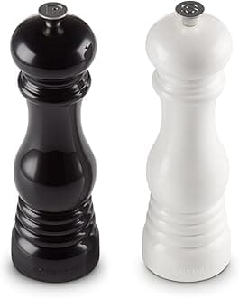 Salt and Pepper Mill Set, 8" x 2 1/2" each, Black & White