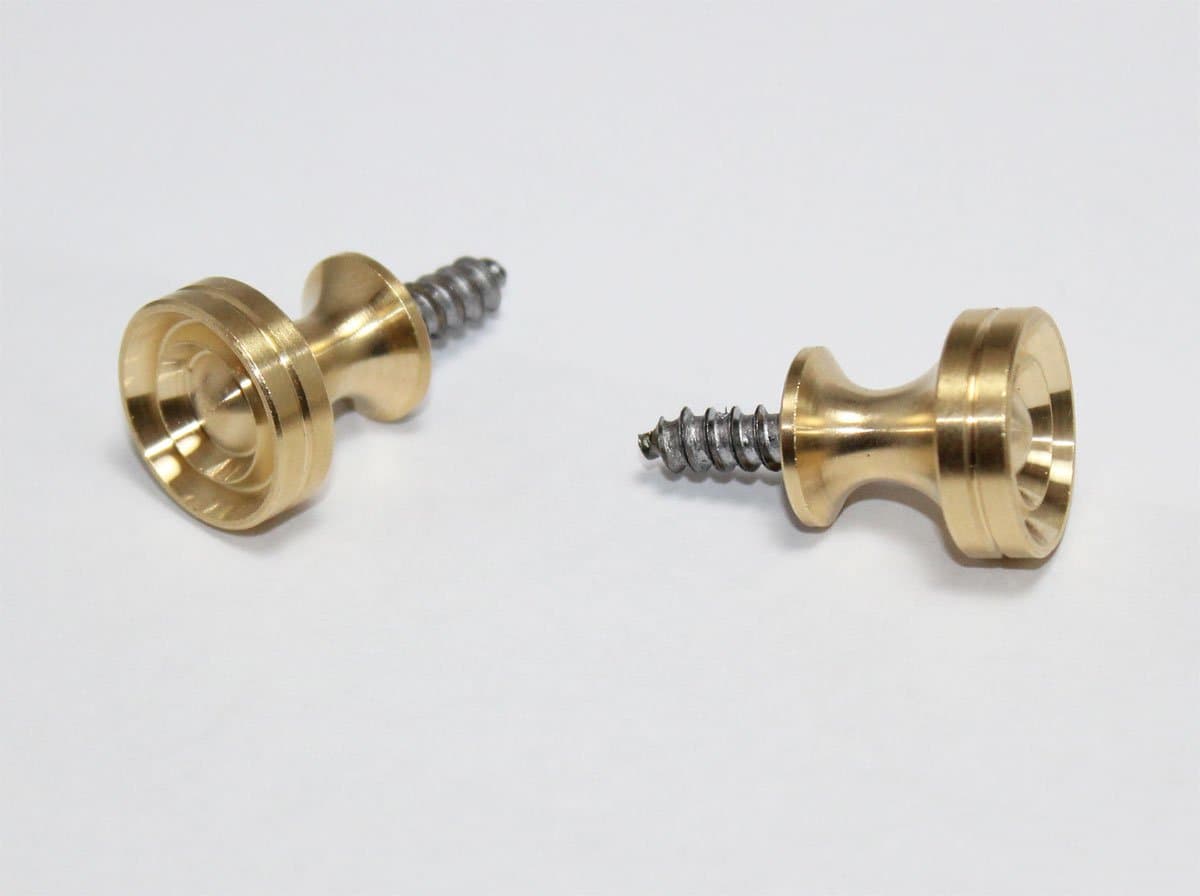 Solid Brass Piano Desk Knobs with Metal Wood Screws - 1 Pair - Furniture Repair