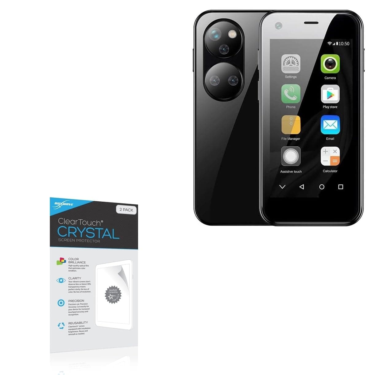 BoxWave Screen Protector Compatible with Sudroid Mini Smartphone - ClearTouch Crystal (2-Pack), HD Film Skin - Shields from Scratches