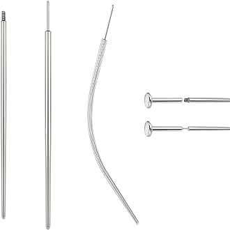BodyAce 14G 16G 18G 20G Piercing Taper, Stainless Steel Threadless Insertion Pin Screw On Assistant Tool, Curved Body Piercing Stretching Kit for Ear/Nose/Navel/Lip/Eyebrow