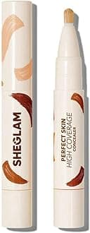 SHEGLAM Perfect Skin High Coverage Concealer - Liquid Concealer Brush Moisturizing Weightless All - Day Hydrate Concealer Makeup (Shell)