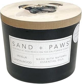 Sand + Fog Paws Scented C le - Vanilla alwood –Luxurious Air Freshening Jar C les Neutralize pet Odors Enhance Home décor – 100% Cotton Lead-Free Wicks - 12 oz