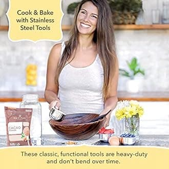 Simply Gourmet 7-Piece Stainless Steel Measuring Cup Set with Nesting Cups Feature and 1/8 Cup Coffee Scoop - Silver