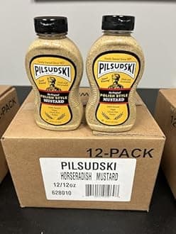 Pilsudski Brand Polish Mustard with Horseradish - All Natural - 12oz (2 Pack) Squeeze Bottle Gluten Free