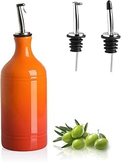 Sweejar Ceramic Olive Oil Dispenser Bottle, Gradient Orange, 15.5 Fl Oz, Suitable for Oil, Vinegar, Coffee Syrups & Other Liquids, Reusable, Sealed Mouth for Extended Shelf Life