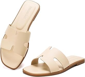 Stratuxx Kaze Open Toe Flat Dress Sandals Womens Slide Comfortable Summer Black, White, Tan Sandals for Women