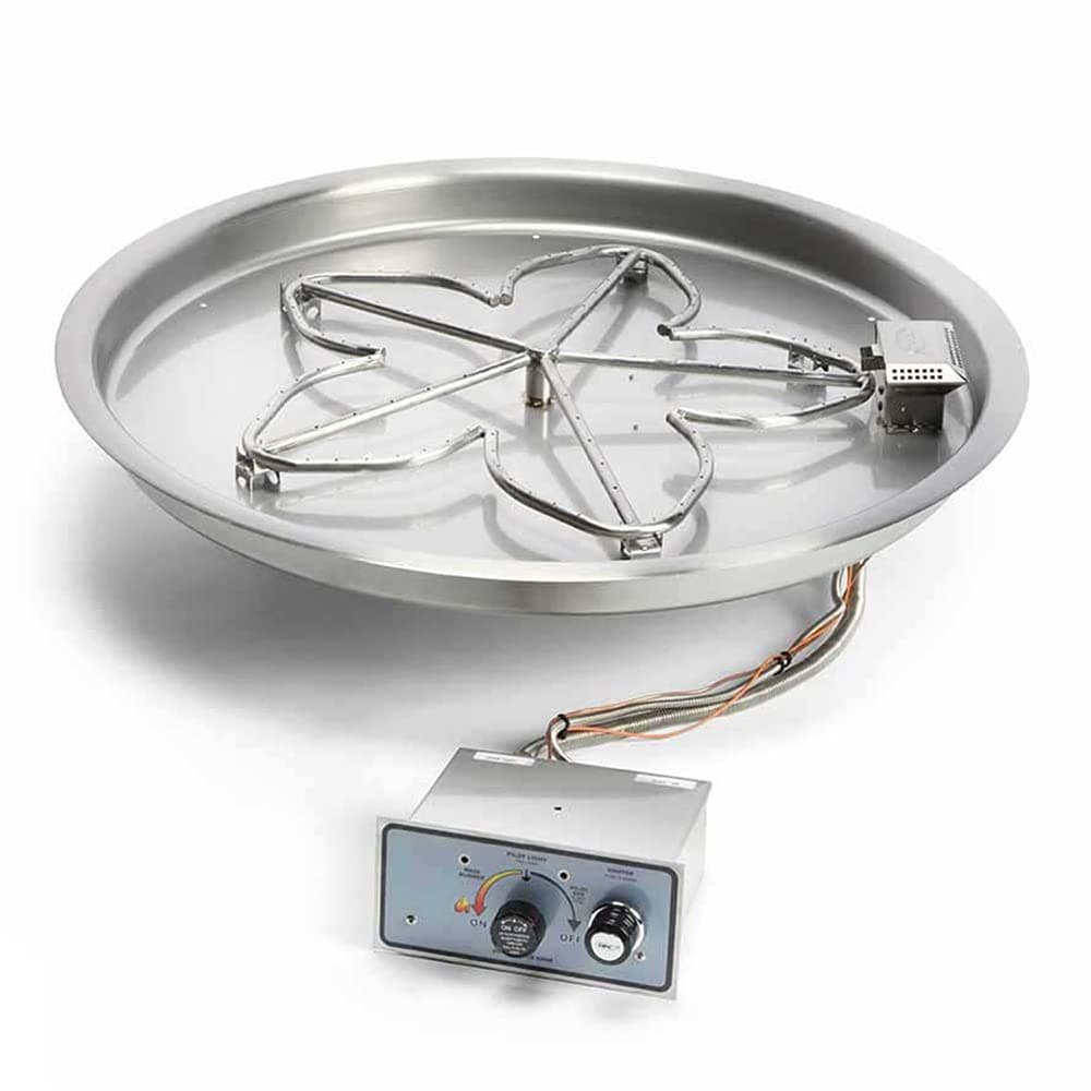 Fire Push Button Flame Sensing Fire Pit Burner Kit (PENTA31FPPK-FLEX-NG), 31-Inch Bowl Pan, Natural Gas, UL Listed