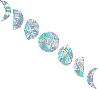 GORGECRAFT Moon Phase Window Clings Anti-Collision Static Rainbow Glass Stickers Alert Decals 3D Sun Catcher Decorations Non Adhesive Prismatic Vinyl for Prevent Stop Birds