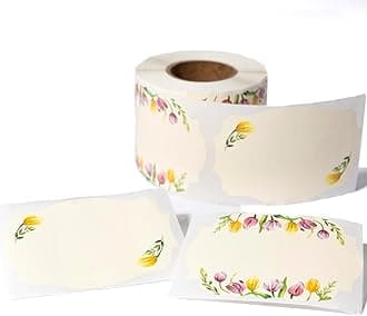 MONEST Waterproof Label Stickers for Jars and Lids, Pantry, Mason Jar, Canning, Spice, Bottle Labels (Yellow Tulip 2"x3")