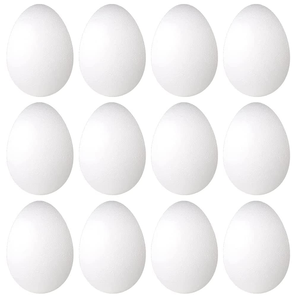 12 Pack 3 Inch Easter Foam Egg White Egg Craft Egg Foam Natural Polystyrene Egg Foam Handmade Egg Ball
