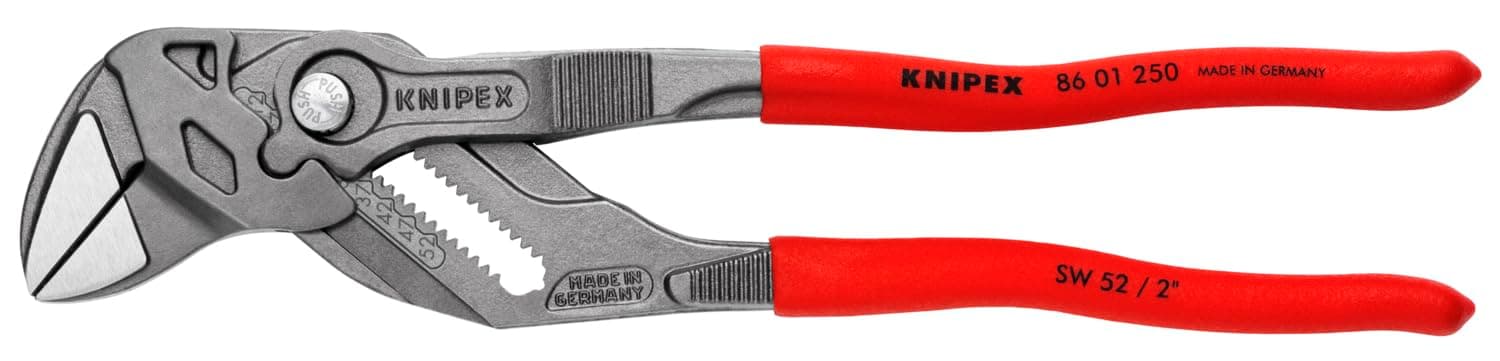 KNIPEX Pliers Wrench Pliers and a Wrench in a Single Tool with Non-Slip Plastic Coating 250 mm, 86 01 250