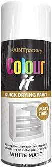 2 x All Purpose White Matt Aerosol Spray Paint 400ml Quick Drying Spray,Fast Dry and Excellent Coverage for Metal, Wood, Plastic and More