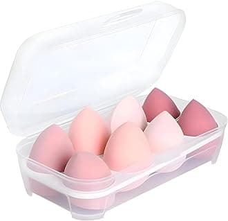 8-Pack Make up Sponge Set, Face Beauty Make Up Sponges Blender Makeup Eggs with Case Latex-Free Vegan Foundation Applicator Makeup Puff for Powder Cream